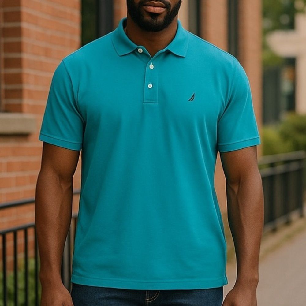 Nautica big & tall classic fit teal performance deck polo Sz 3XL